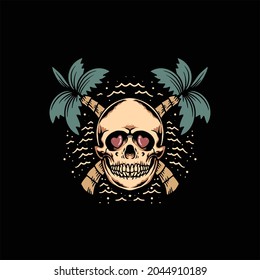 skull summer illustration vector design