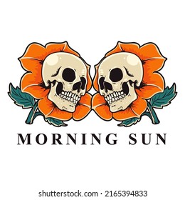 Skull Summer Retro Vector Illustration