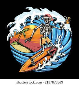 Skull Summer Surfing on the Beach