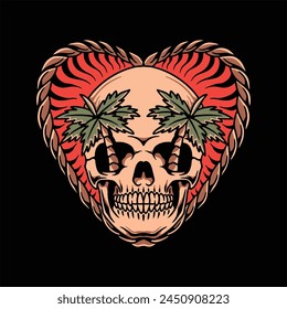 skull summer tattoo vector design