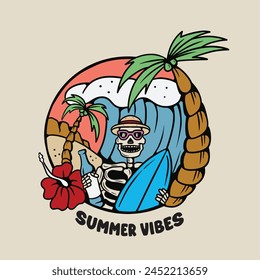 skull with summer vibes good for  T shirt Design 