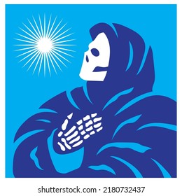 skull with sun light illustration