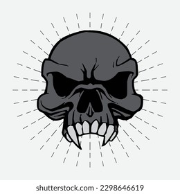 skull sunburst illustration vector design on white background