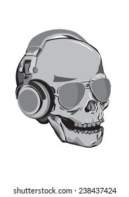 Skull with sunglasses and headphones (Side)