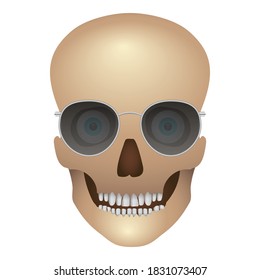 Skull with sunglasses on a white background. Vector illustration.