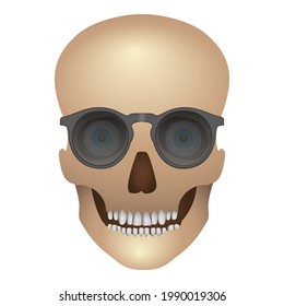 Skull with sunglasses on a white background. Vector illustration.