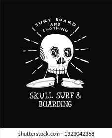 skull surf graphic design for tattoo or t-shirt print