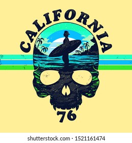 skull surfer beach illustration tee shirt wallpaper logo poster graphic design print