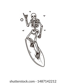 skull surfer with a bright background. vector illustration