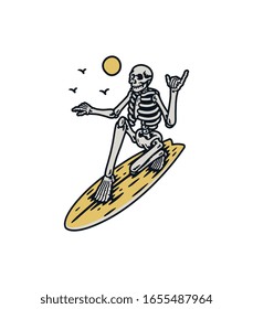 skull surfer with a bright background. vector illustration