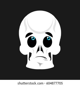 Skull Surprised Emoji. skeleton head astonished emotion isolated
