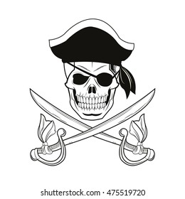 Skull Sword Cartoon Pirate Tattoo Marine Stock Vector (Royalty Free ...