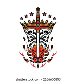 Skull and sword graphic illustration vector art t-shirt design