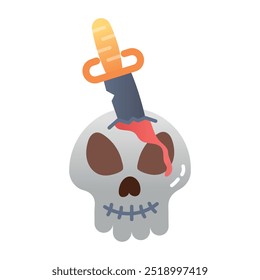 Ícone de espada caveira projetado em estilo plano 