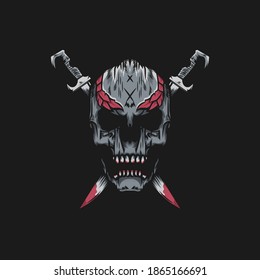 the skull of the sword logo design.