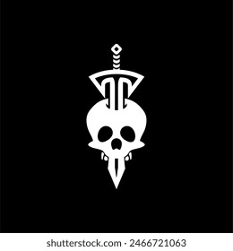skull sword logo icon set design vector illustration, skull black white