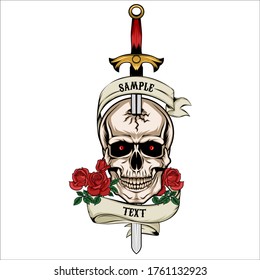 Skull and Sword Vector Illustration Template