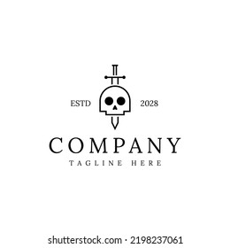 skull and sword vector logo design