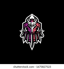 skull sword warrior logo icon vector