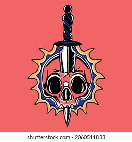 skull swords tattoo design illustration