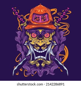 skull with swords and wear hat 
