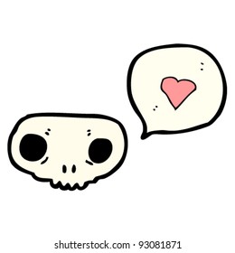 desenho animado de símbolo de crânio com balão