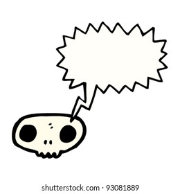 caricatura con símbolo de cráneo con burbuja de habla