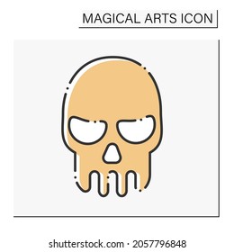  Skull symbol color icon. Death. Mystic instrument with big energy. Magical arts concept. Isolated vector illustration