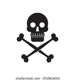 Skull symbol design.  Icon of death, danger, pirates. Simple silhouette illustration.