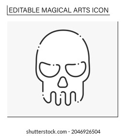  Skull symbol line icon. Death. Mystic instrument with big energy. Magical arts concept. Isolated vector illustration. Editable stroke
