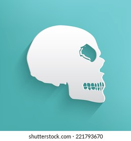 Skull symbol on blue background,clean vector