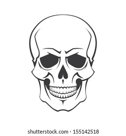 Skull symbol on white background in vector