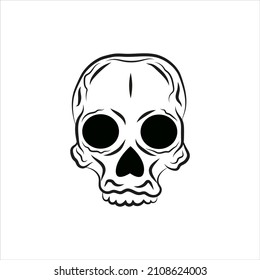 Skull symbol vector illustration isolated on white background. Anatomically human skull. Elements for design.The symbol of life and death.