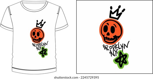 Skull t shirt graphic design vector illustration \