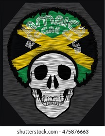 Skull T shirt Graphic Design jamaica flag 