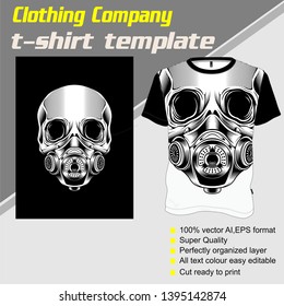 skull t shirt template ,hand drawing vector