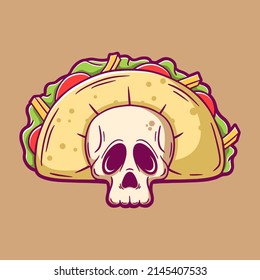 Skull taco cartoon vector illustration