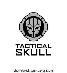Skull tactical circle logo design