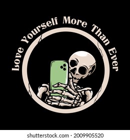 A skull take a mirror selfie Illustration