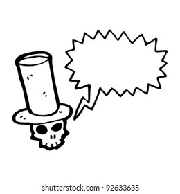 skull in tall top hat with speech bubble