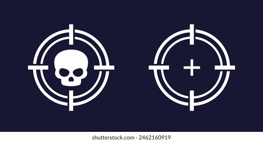 cráneo e íconos de objetivo, Vector