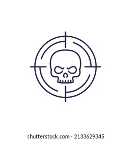skull and target line icon