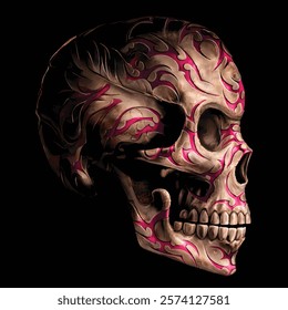 Skull Tattoo Art Vector, Detailed and Artistic Tattoo Design.