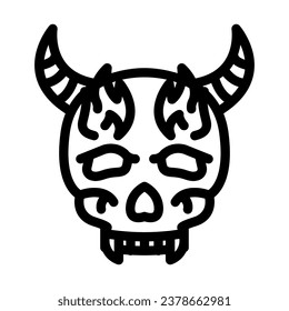 skull tattoo art vintage line icon vector. skull tattoo art vintage sign. isolated contour symbol black illustration