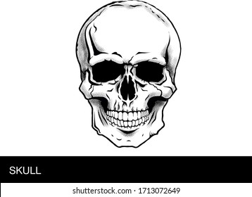 skull tattoo black and white