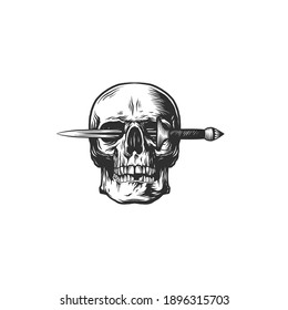 A skull. Skull tattoo. Can be used as a sketch of a tattoo.