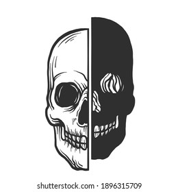 A skull. Skull tattoo. Can be used as a sketch of a tattoo.