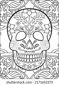 Skull Tattoo Coloring Pages Kids Adults Stock Vector (Royalty Free ...