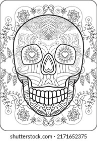 Skull Tattoo Coloring Pages Kids Adults Stock Vector (Royalty Free ...