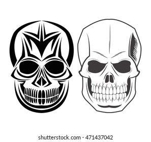 skull tattoo face gothic death evil icon. flat and isolated design. Vector illustration